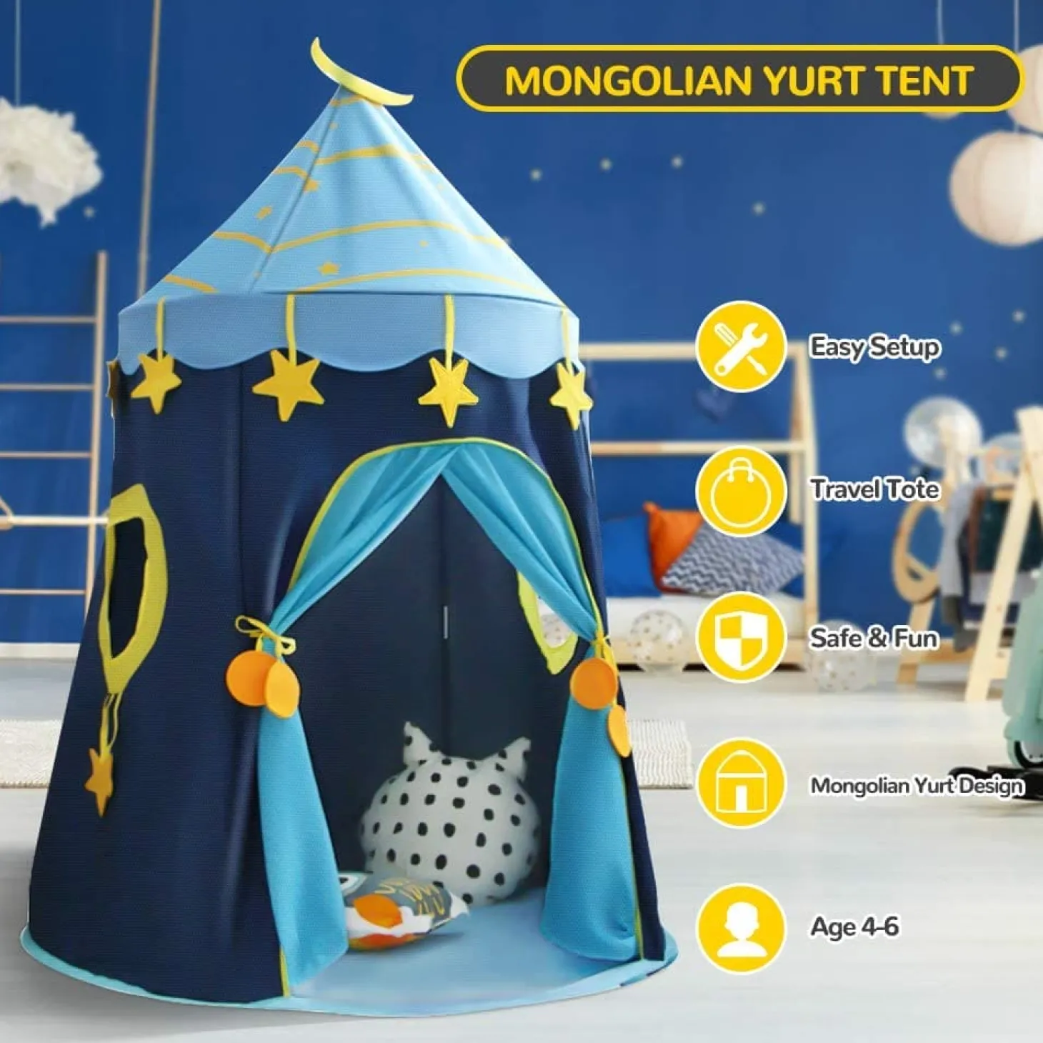 Playtime Foldable Tent House Starry Night - Blue