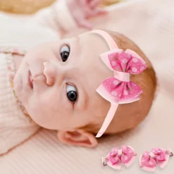 Polka Dot Pink Headband Set