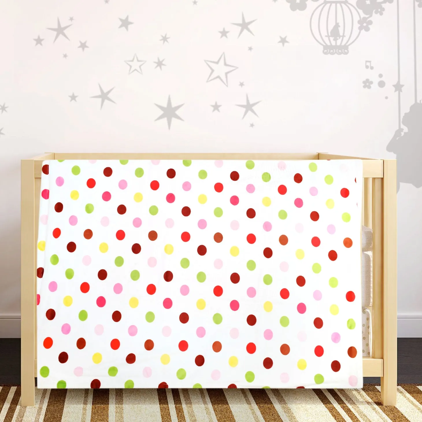 Polka Dot Printed Pink Bubble Blanket
