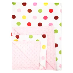 Polka Dot Printed Pink Bubble Blanket