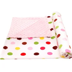 Polka Dot Printed Pink Bubble Blanket