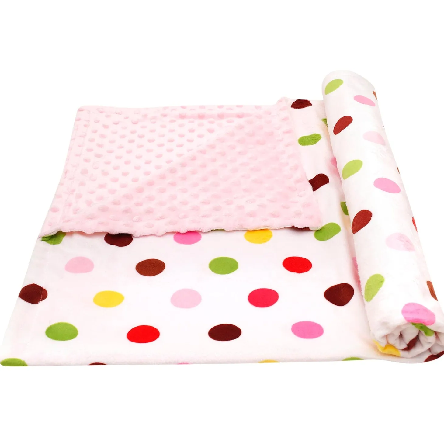 Polka Dot Printed Pink Bubble Blanket