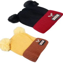 Pom Pom Black And Yellow 2 Pk Woolen Cap