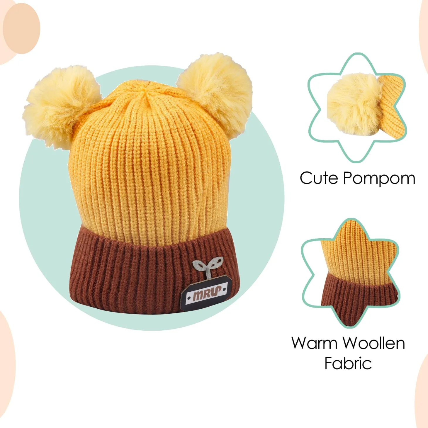 Pom Pom Black And Yellow 2 Pk Woolen Cap