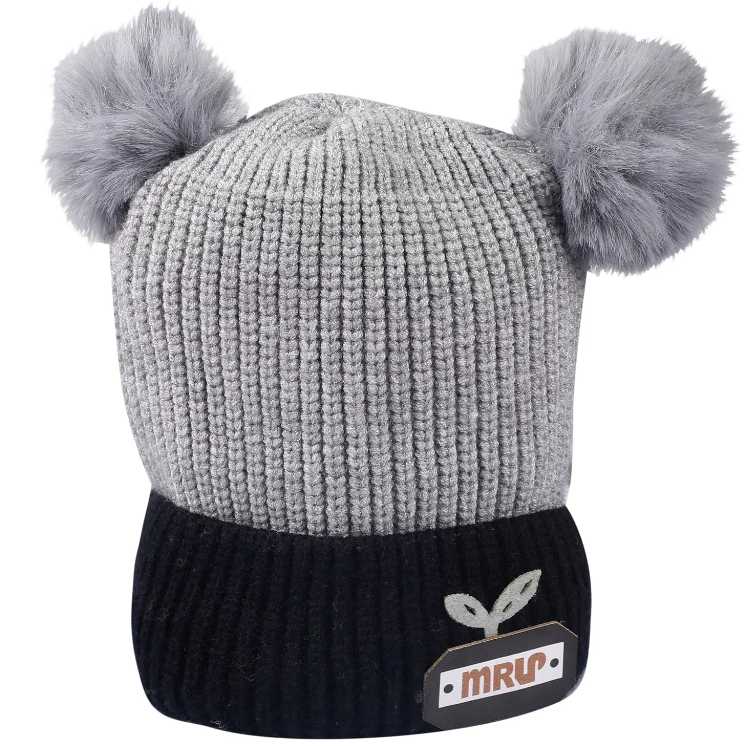 Pom Pom Blue And Grey 2 Pk Woolen Cap