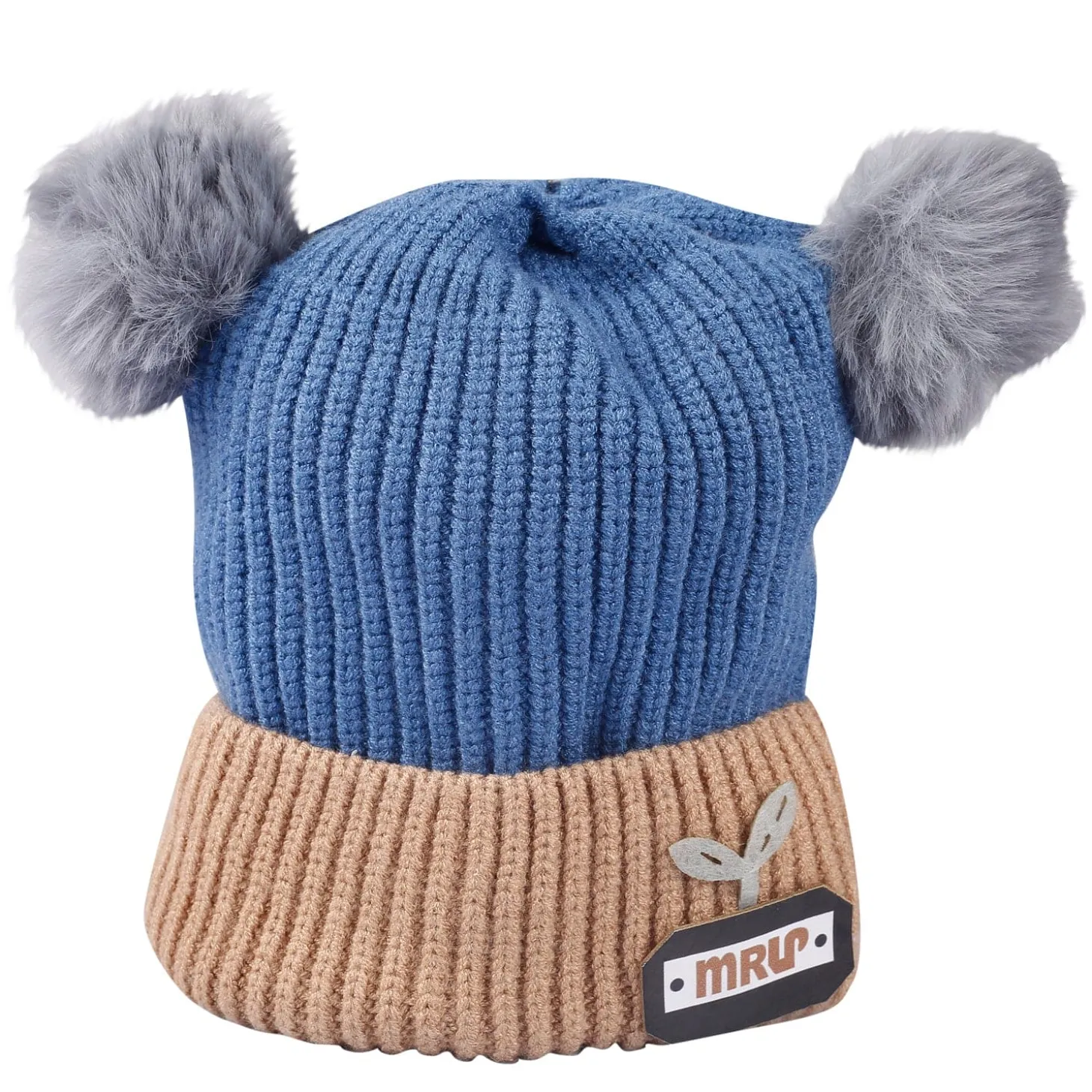 Pom Pom Blue And Grey 2 Pk Woolen Cap