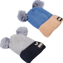 Pom Pom Blue And Grey 2 Pk Woolen Cap