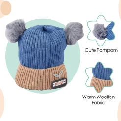 Pom Pom Blue And Grey 2 Pk Woolen Cap