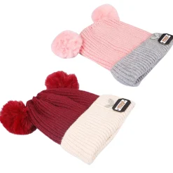 Pom Pom Maroon And Pink 2 Pk Woolen Cap