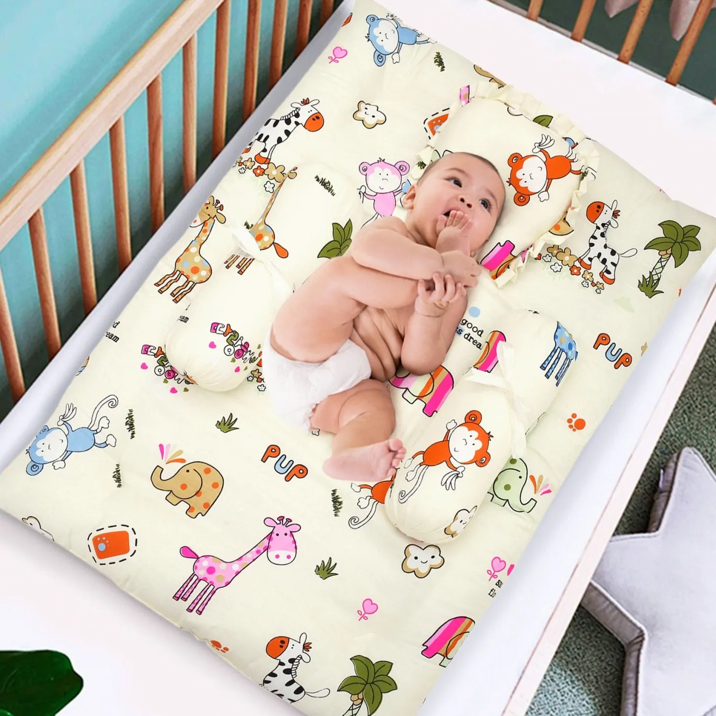 Premium Bedding Gift Set I Love Animals Cream