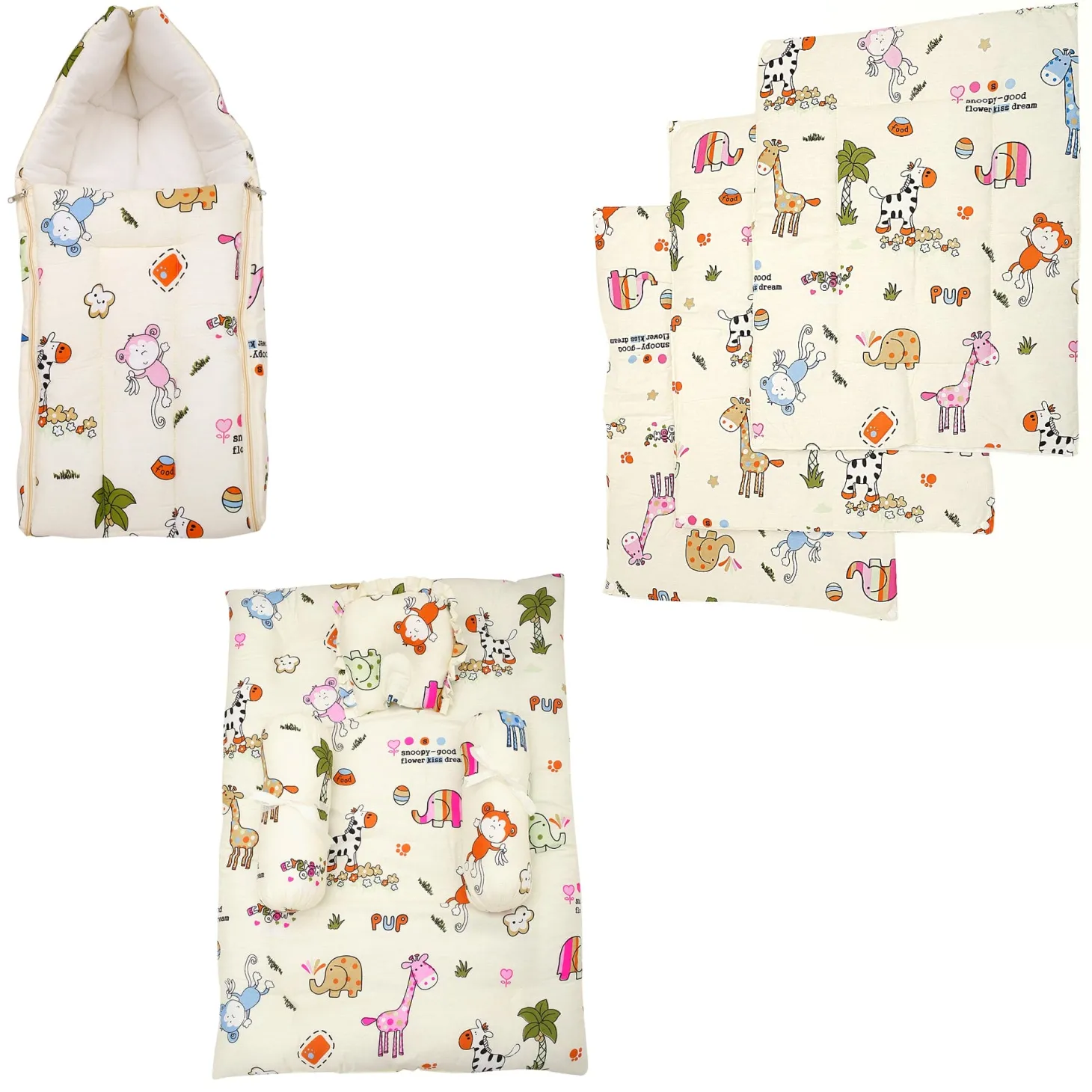 Premium Bedding Gift Set I Love Animals Cream