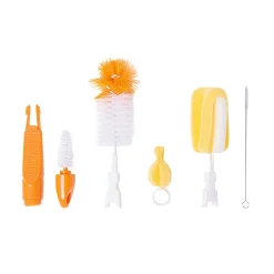 Premium Orange Set Of 5 Bottle And Nipple Cleaning Brushes