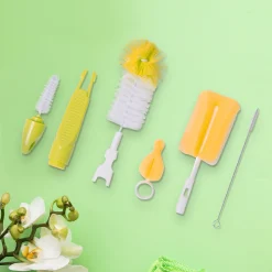Premium Yellow Set Of 5 Bottle And Nipple Cleaning Brushes
