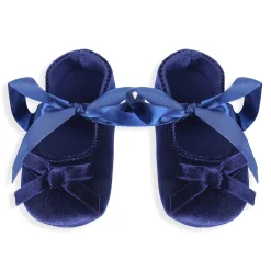 Princess Bowknot Premium Girls Anti-Slip Ballerina Booties - Blue