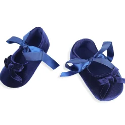 Princess Bowknot Premium Girls Anti-Slip Ballerina Booties - Blue
