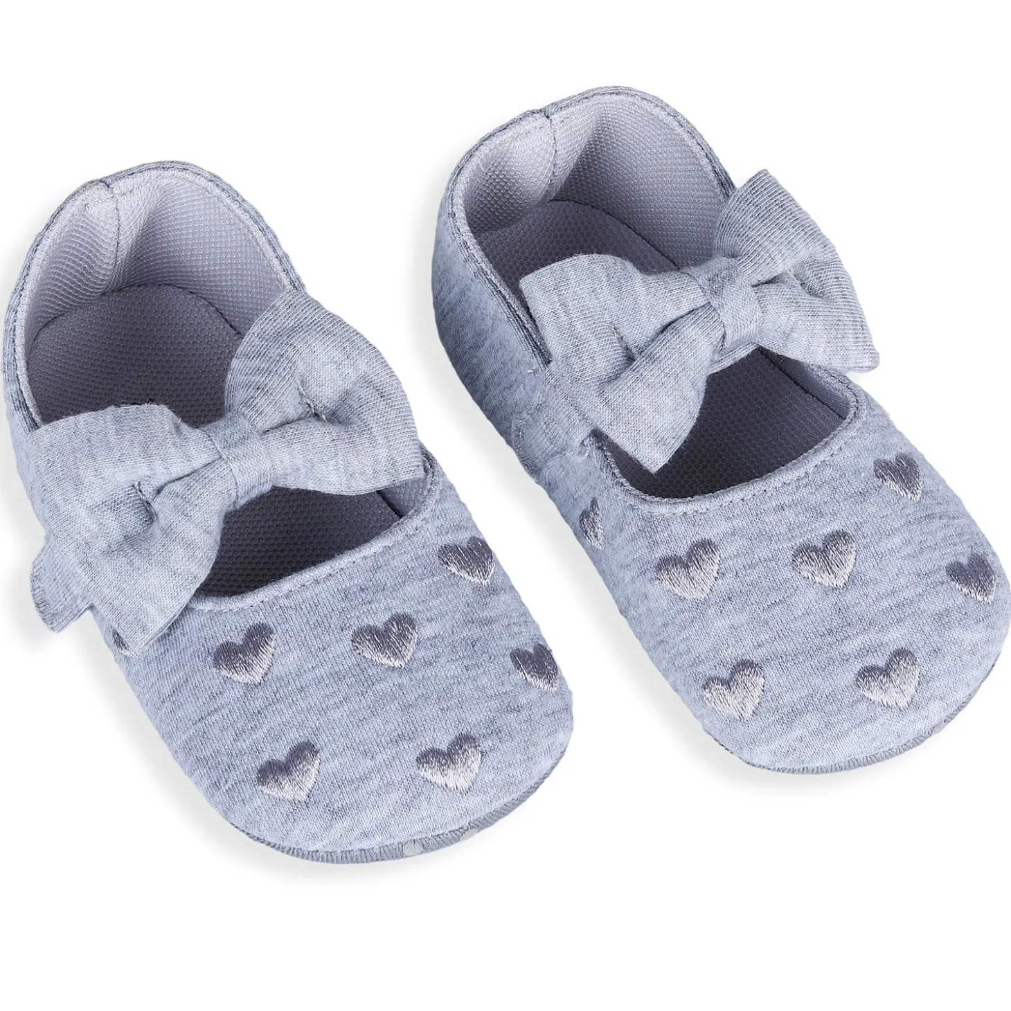 Princess Heart Premium Girls Anti-Slip Ballerina Booties - Grey