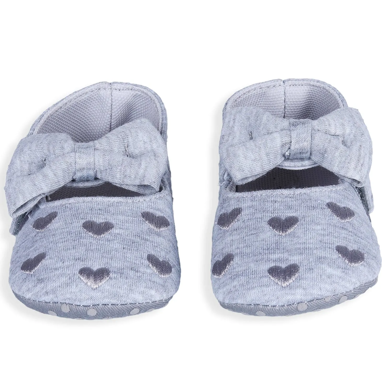 Princess Heart Premium Girls Anti-Slip Ballerina Booties - Grey