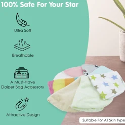 Printed Hosiery 8 Pcs Wash Cloth - Multicolour