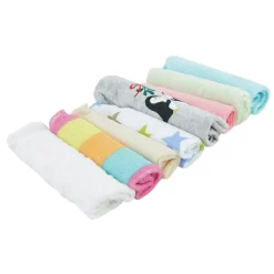 Printed Hosiery 8 Pcs Wash Cloth - Multicolour