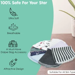 Printed Terry 8 Pcs Wash Cloth - Multicolour