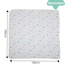 Printed White Muslin Small Blanket