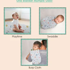 Printed White Muslin Small Blanket