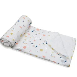 Printed White Muslin Small Blanket