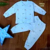Puppy Face Full Sleeves 2 Piece Buttoned Pyjama Set Night Suit - Blue