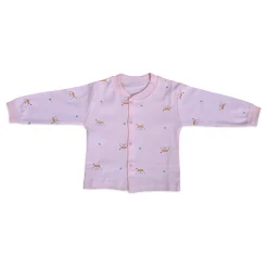 Puppy Face Full Sleeves 2 Piece Buttoned Pyjama Set Night Suit - Pink