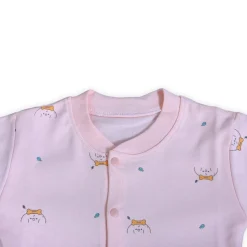 Puppy Face Full Sleeves 2 Piece Buttoned Pyjama Set Night Suit - Pink