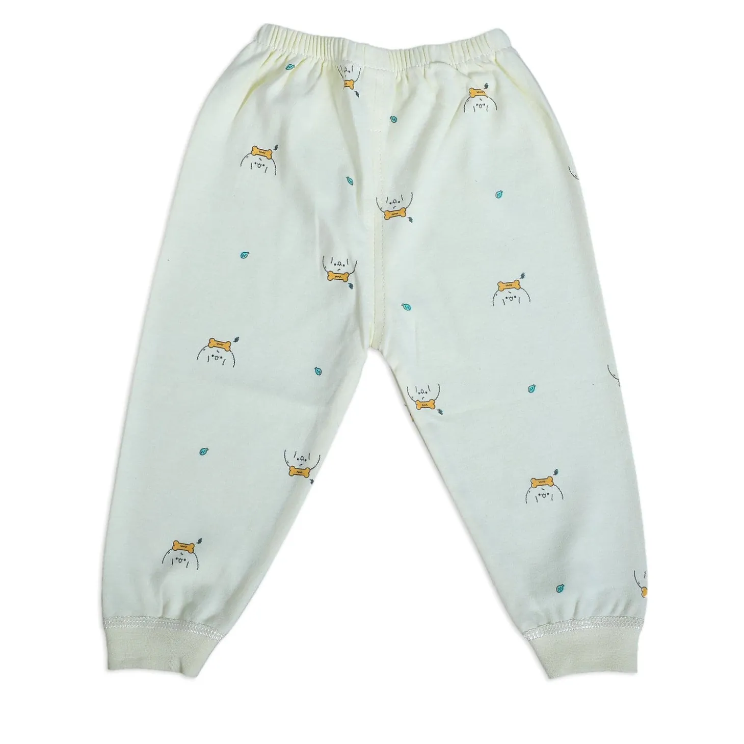 Puppy Face Full Sleeves 2 Piece Buttoned Pyjama Set Night Suit - Yellow