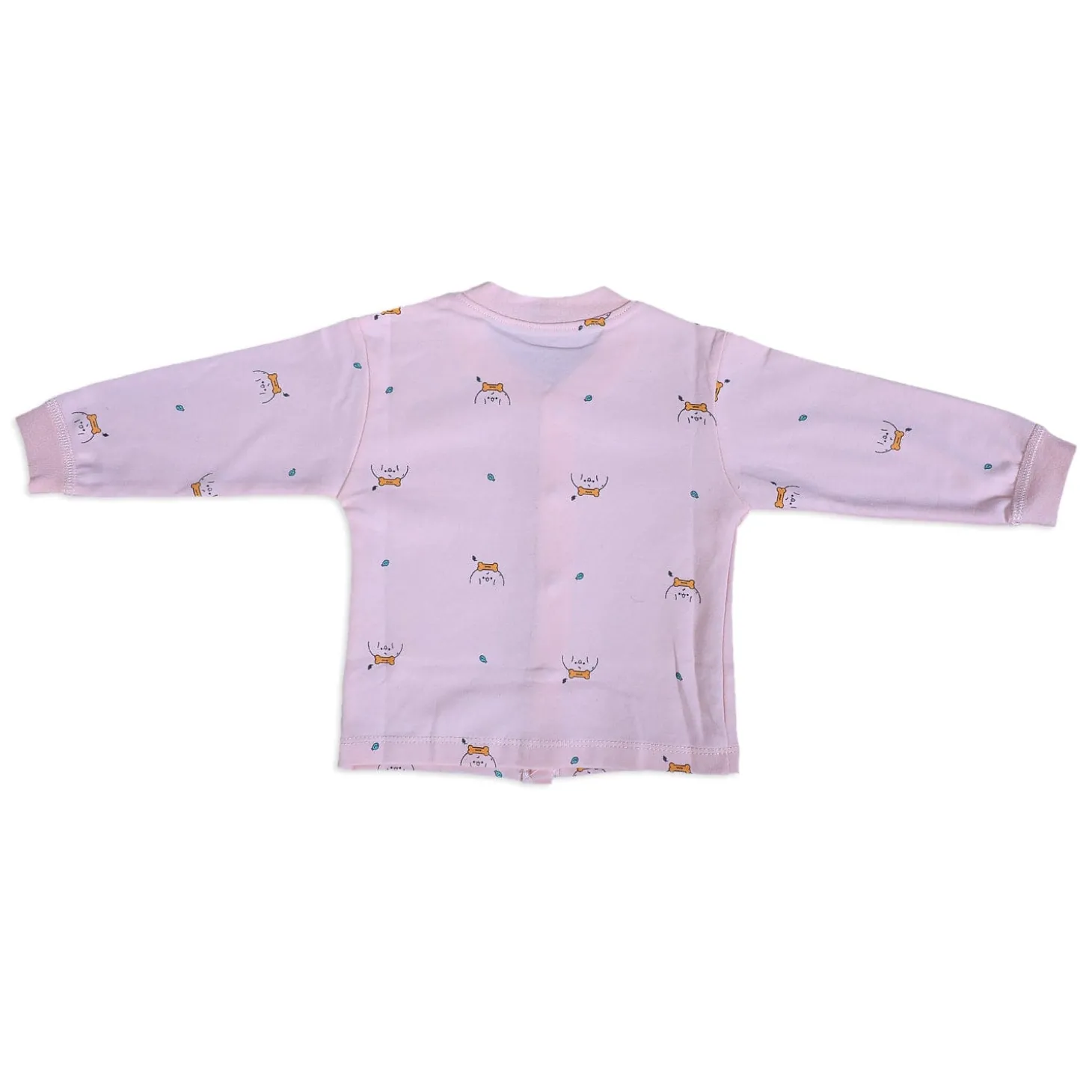 Puppy Face Full Sleeves 2 Piece Buttoned Pyjama Set Night Suit - Pink