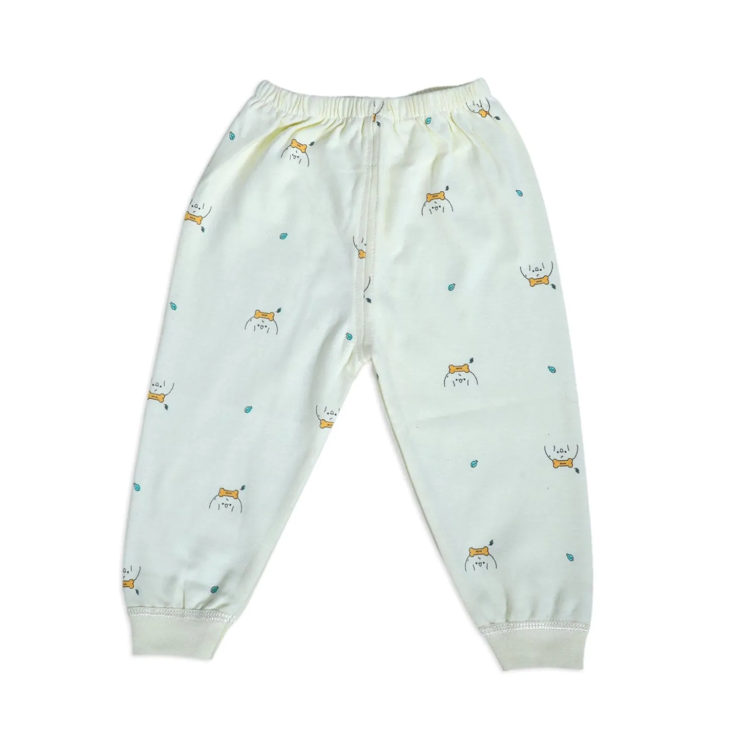 Puppy Face Full Sleeves 2 Piece Buttoned Pyjama Set Night Suit - Yellow