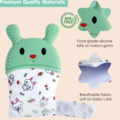 Rabbits Eat Carrots Green Teething Mitten - 1 pc