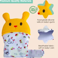 Rabbits Eat Carrots Yellow Teething Mitten - 1 pc