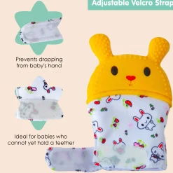 Rabbits Eat Carrots Yellow Teething Mitten - 1 pc