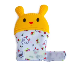 Rabbits Eat Carrots Yellow Teething Mitten - 1 pc
