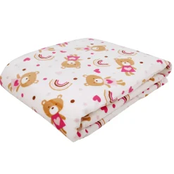 Rainbow Teddy White Double Sided Fur Blanket