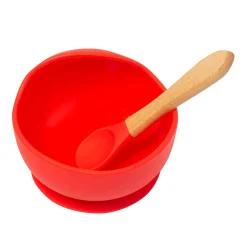 Red Silicon Bowl And Spoon Set