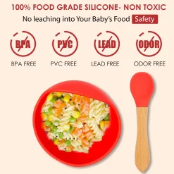 Red Silicon Bowl And Spoon Set