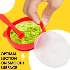 Red Silicon Bowl With Lid And Spoon Set