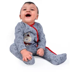 Rock Star Infant Full Sleeves Snap Button Bodynew born sleepsuits onlinesuit Romper - Grey