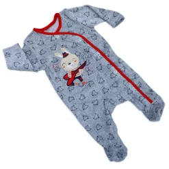 Rock Star Infant Full Sleeves Snap Button Bodynew born sleepsuits onlinesuit Romper - Grey