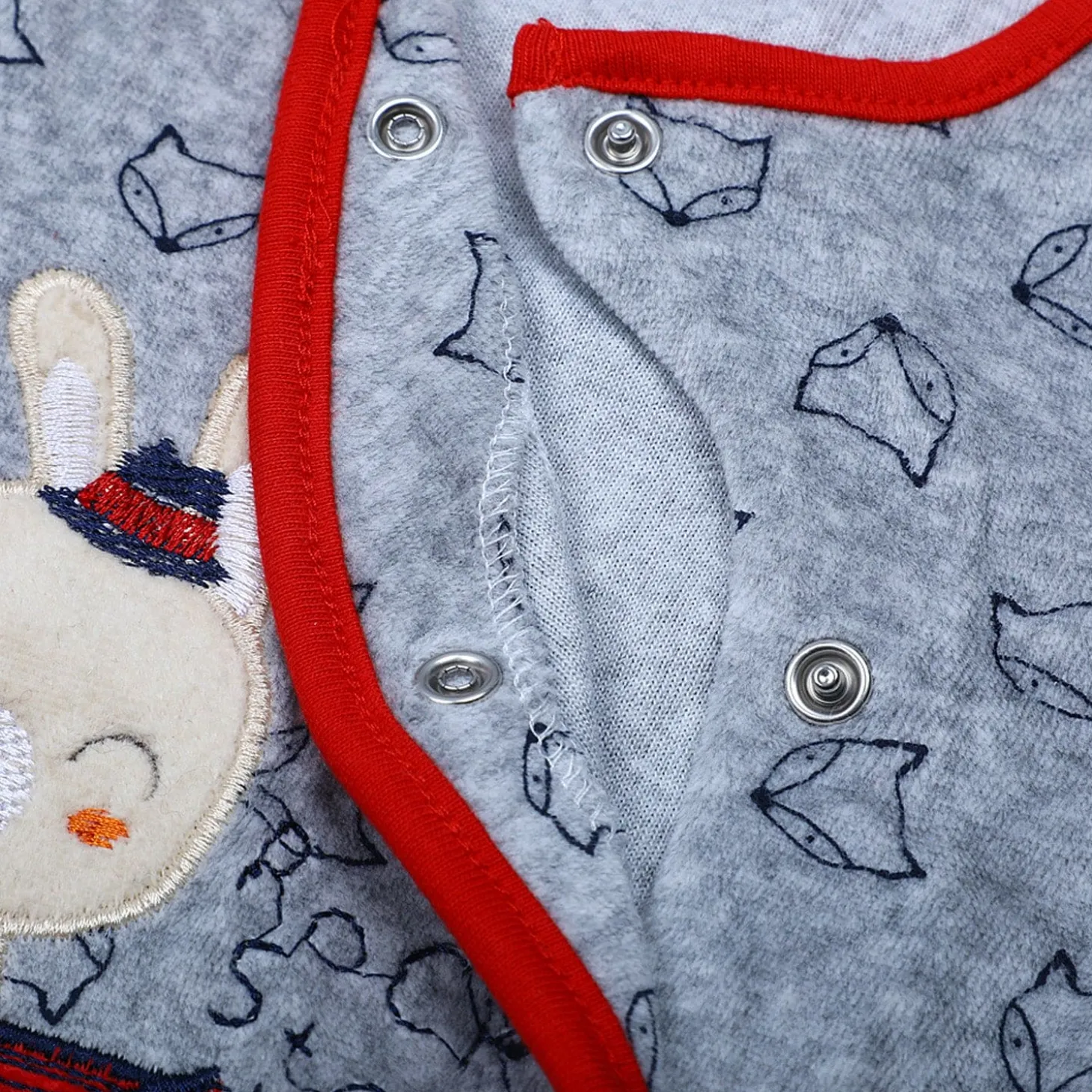 Rock Star Infant Full Sleeves Snap Button Bodynew born sleepsuits onlinesuit Romper - Grey