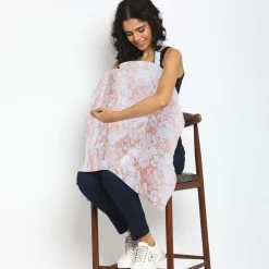 Rosy Cotton Breastfeeding Infant Nursing Cover Peach