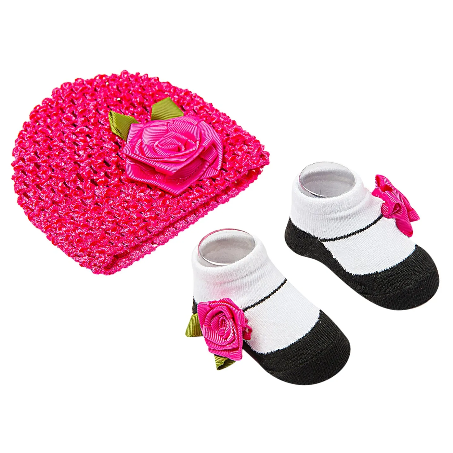 Rosy Pink Socks And Cap Set