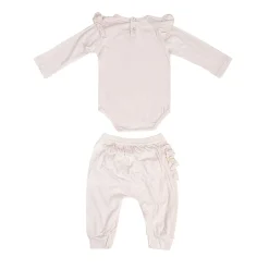 Ruffle Full Sleeve Cream 2 Piece Romper Set
