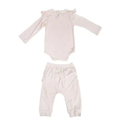 Ruffle Full Sleeve Cream 2 Piece Romper Set