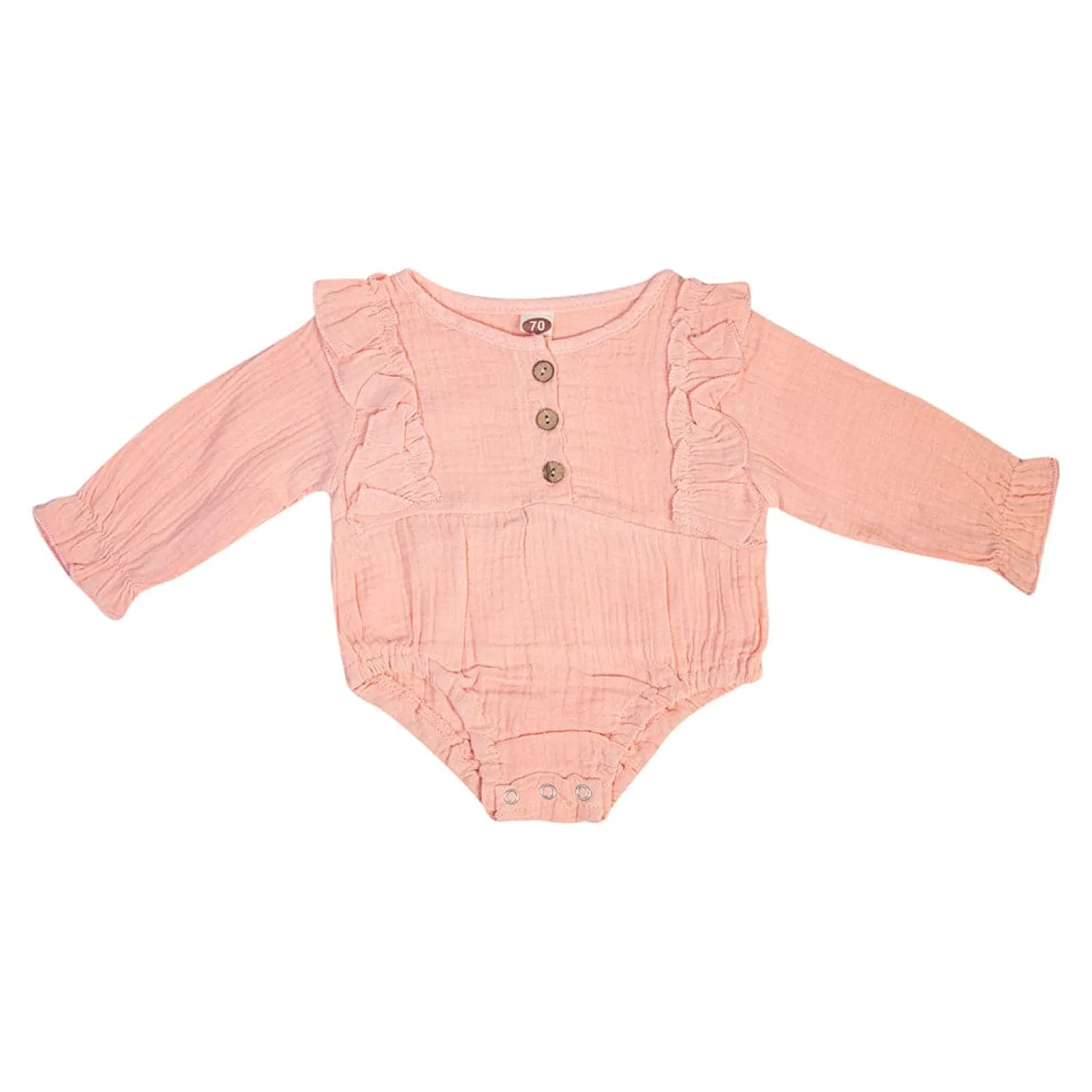 Ruffle Full Sleeve Peach 1 Piece Romper