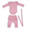 Ruffle Full Sleeve Pink 2 Piece Romper Set